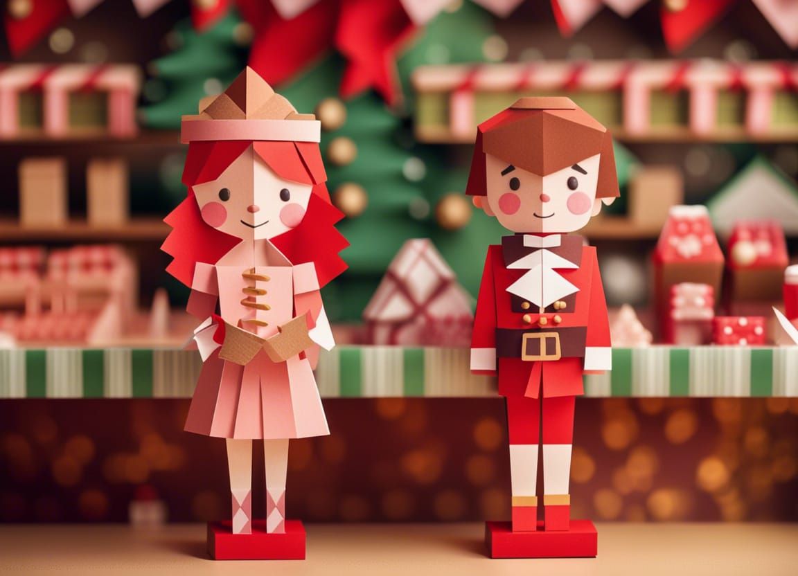 Christmas Nutcracker Sweet Shop Papercraft Scene