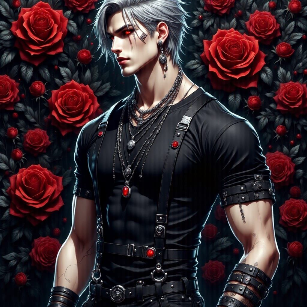 Anime Vampire Portrait with Luxury Accents