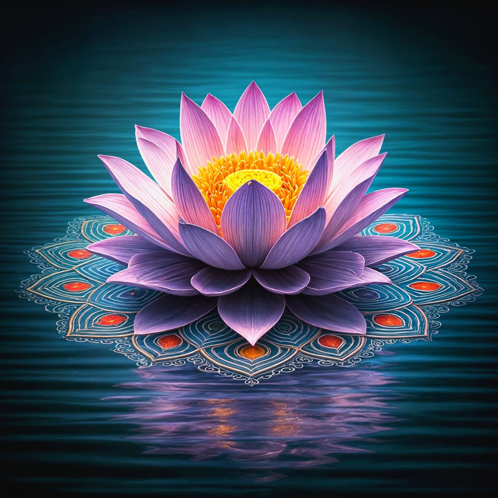 Pastel Rangoli Blooms into Realistic Lotus on Liquid Metal L...