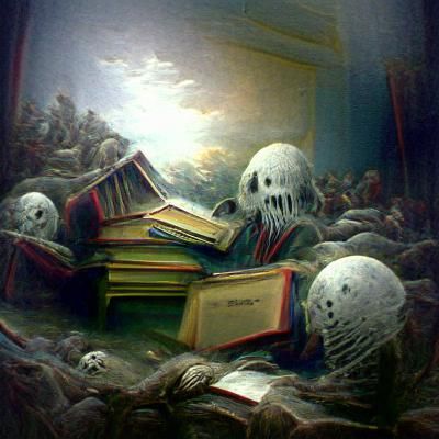 Horror Library: Death of Books in Doré Style