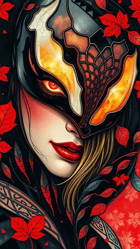 Romantic Medieval Lady in Autumn Landscape