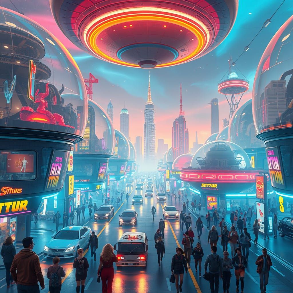Futuristic Metropolis in Neon Dreamscape