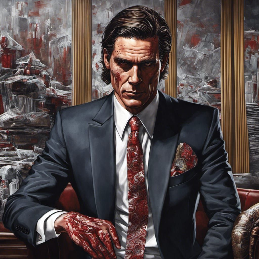 Blood-Splattered Patrick Bateman in Business Suit, Rockwell ...