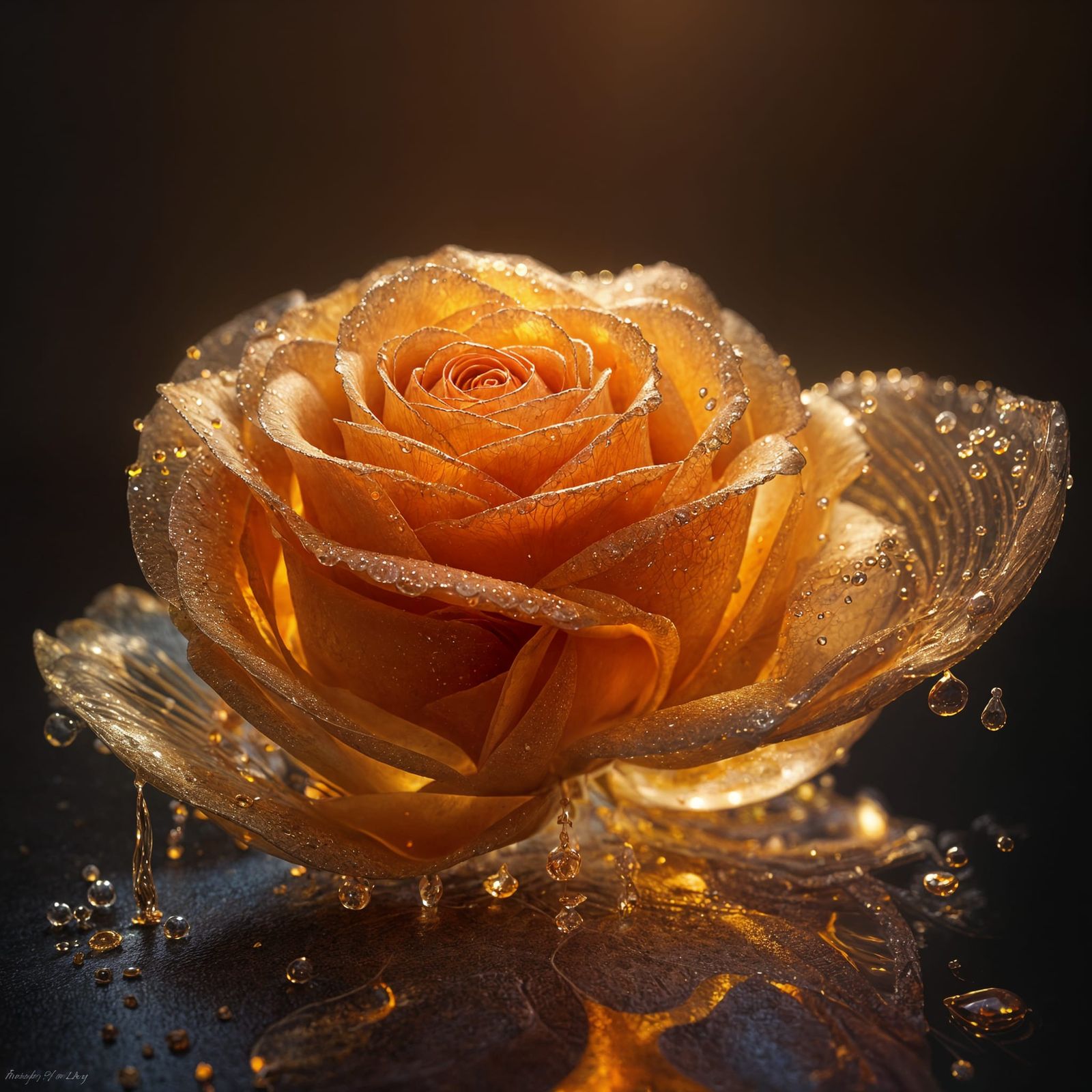 Orange Sunset Rose with Transparent Petals