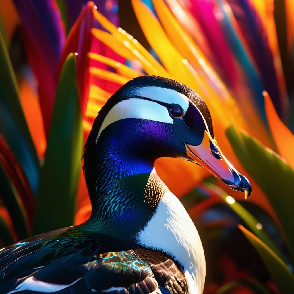 Duck-Penguin Hybrid in Tropical Sci-Fi Style