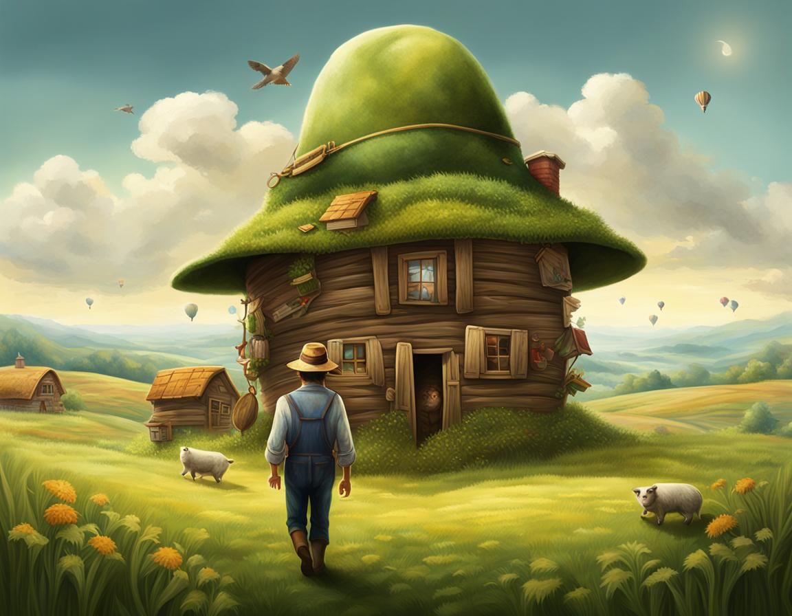 Man with Village Hat: Realistic Imaginary World