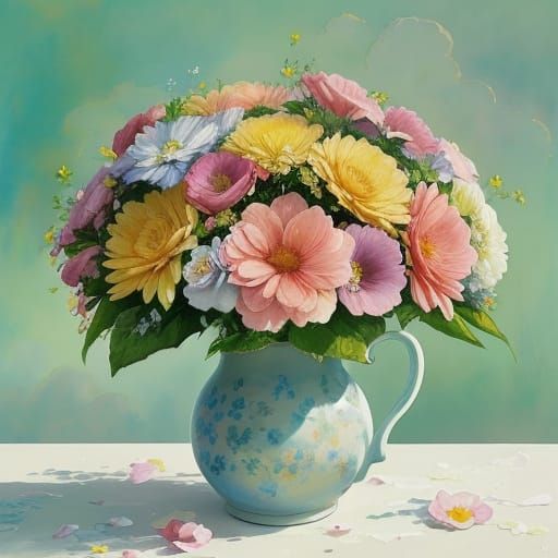 Fauvist Flower Bouquet in Watercolor Style