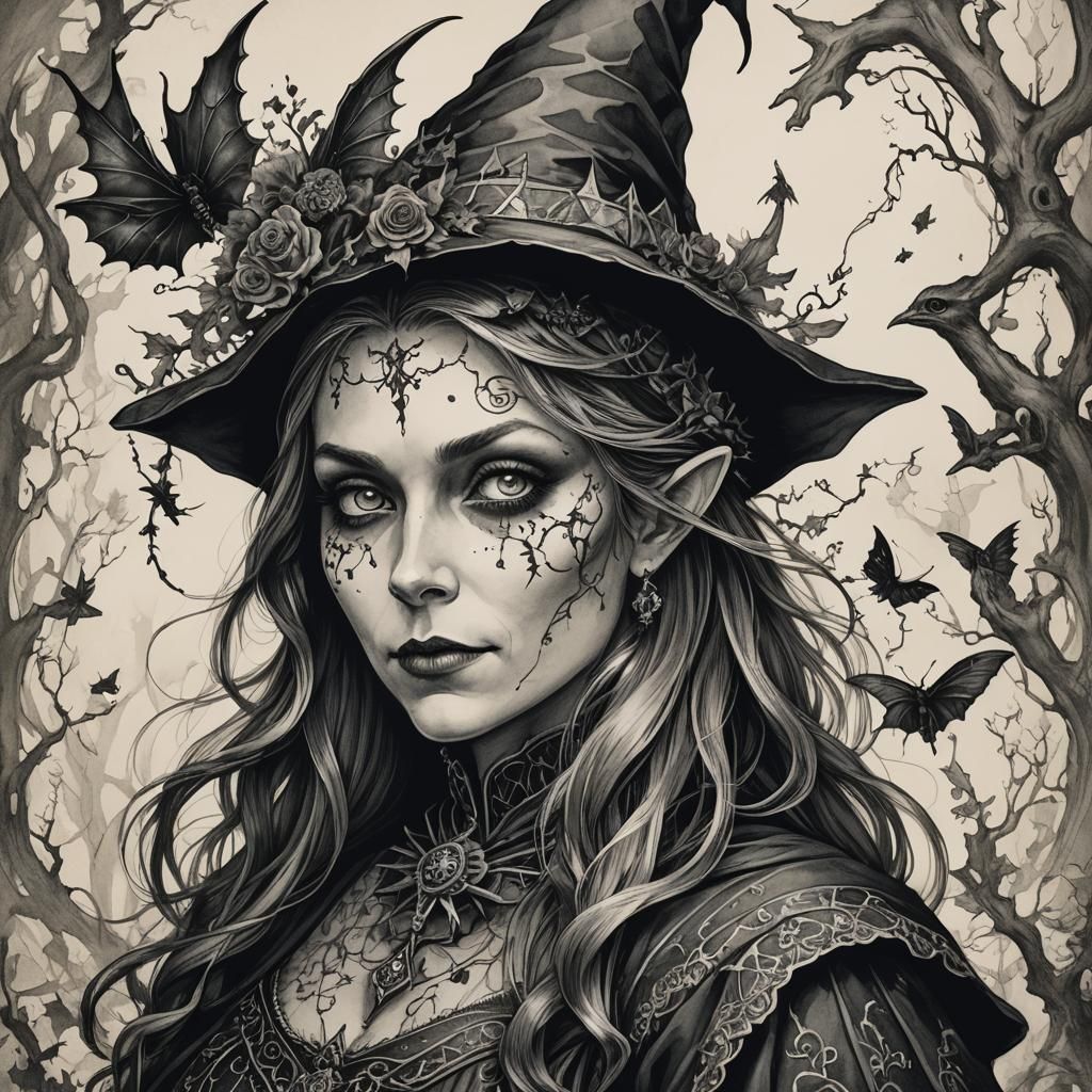 Drawing of a Beautiful Witch