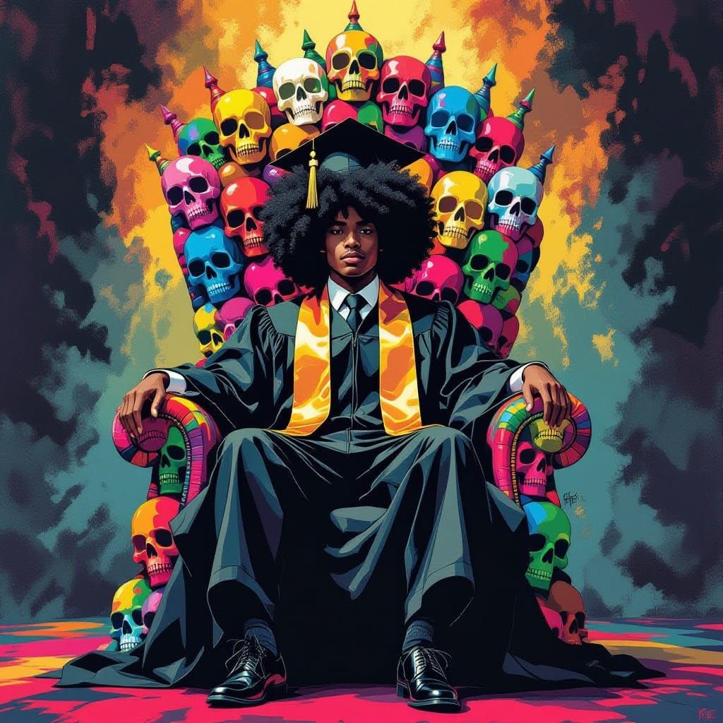 Graduation King on Rainbow Skull Throne