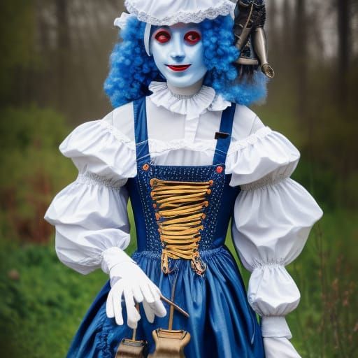 Steampunk Columbine Marionette in Rococo Style