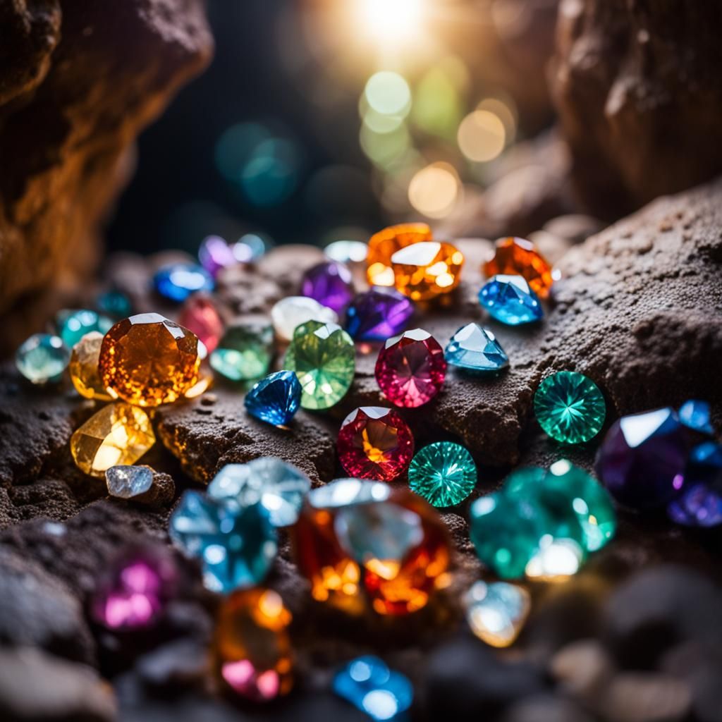 Sparkling Gemstones in Cave: Professional Photography