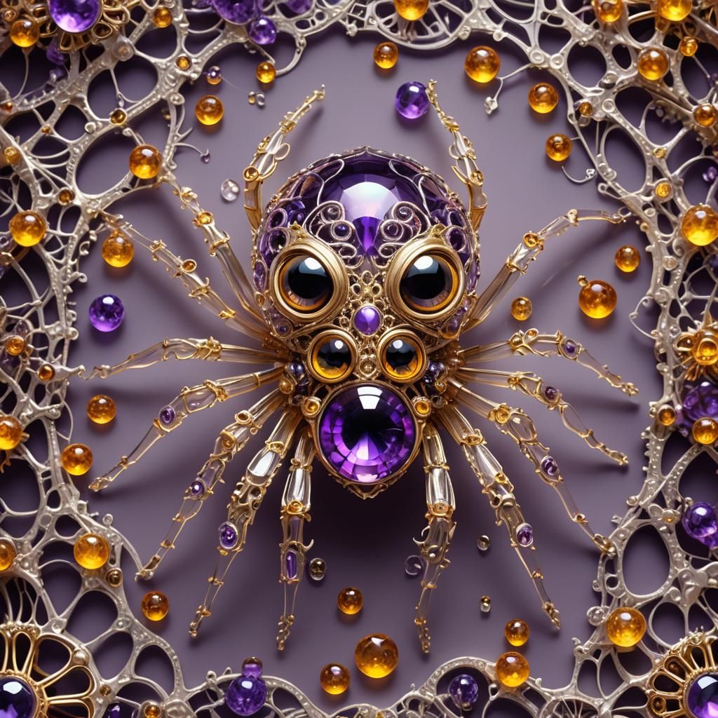 Amethyst Spider with Googly Eyes Too