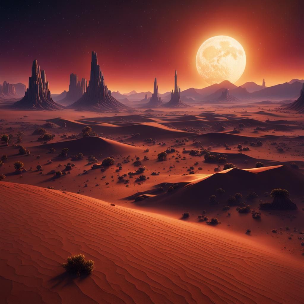 Extraterrestrial Desert Night: Fantasy Concept Art