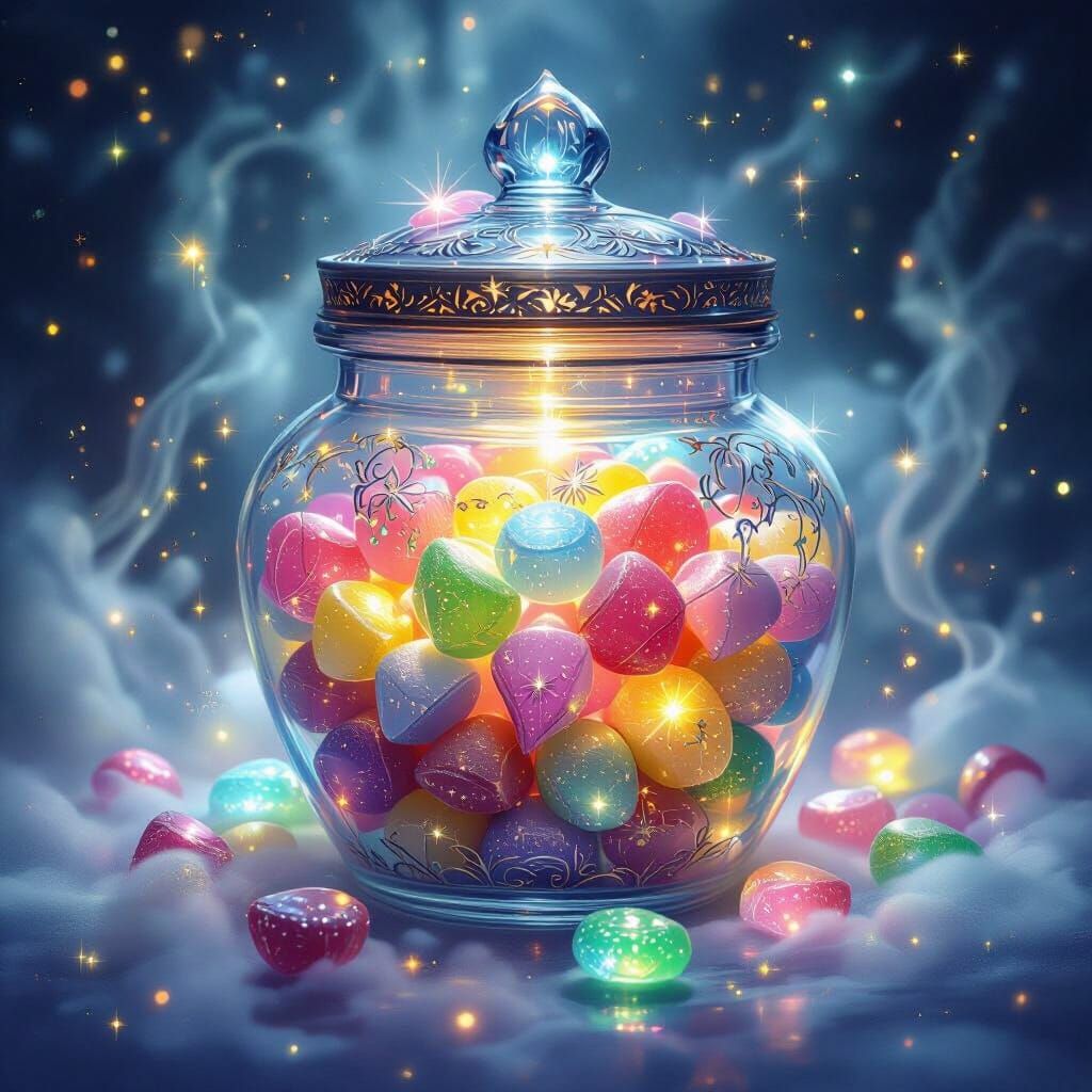 Glowing Candies in Dreamy Fantasy Art Style