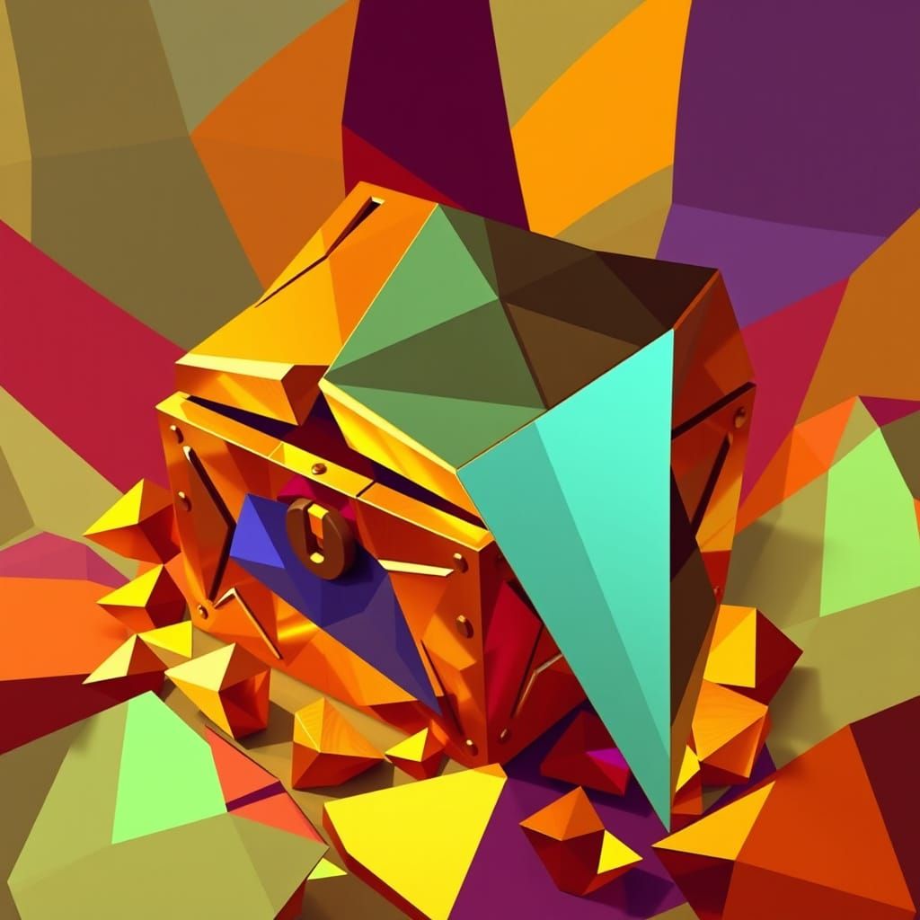 Angular Gold Cubism in Avant-Garde Style