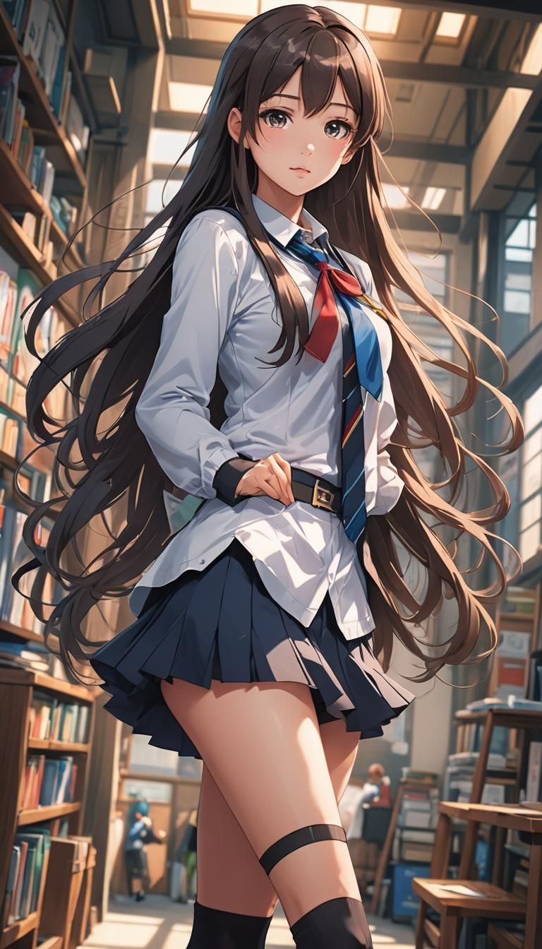 Anime Schoolgirl in Cel-Shaded Style, Manga Scan