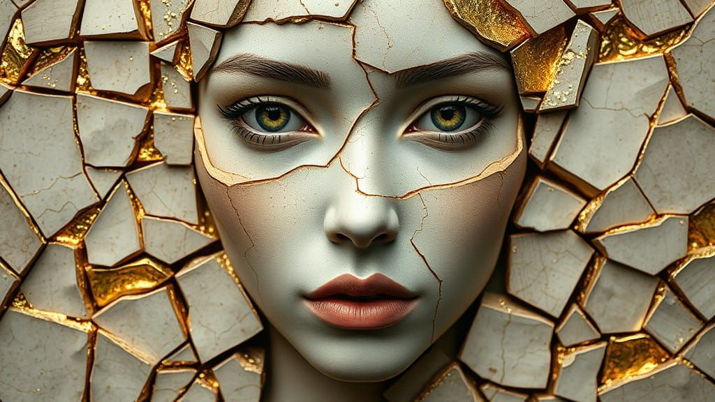 Kintsugi Goddess in Origami Beauty