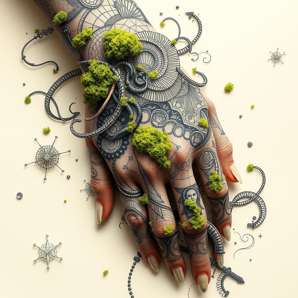 Futuristic Alien Tattoo Sheet with Intricate Details