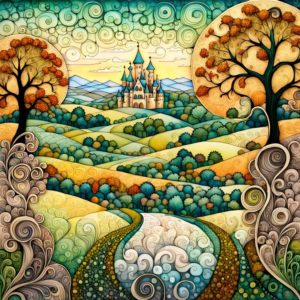 COUNTRY SIDE AUTUMN 🍂 CHALK ART ZENTANGLE