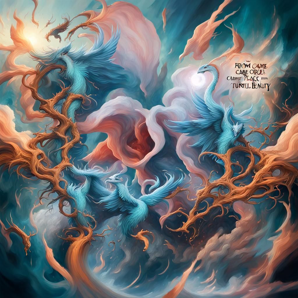 Holographic Astral Cosmic Illustration in Mixed Media