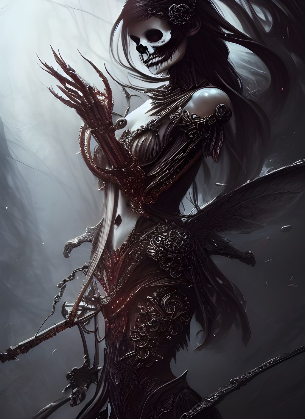 Dark Fantasy Skeleton in Flaming Armor