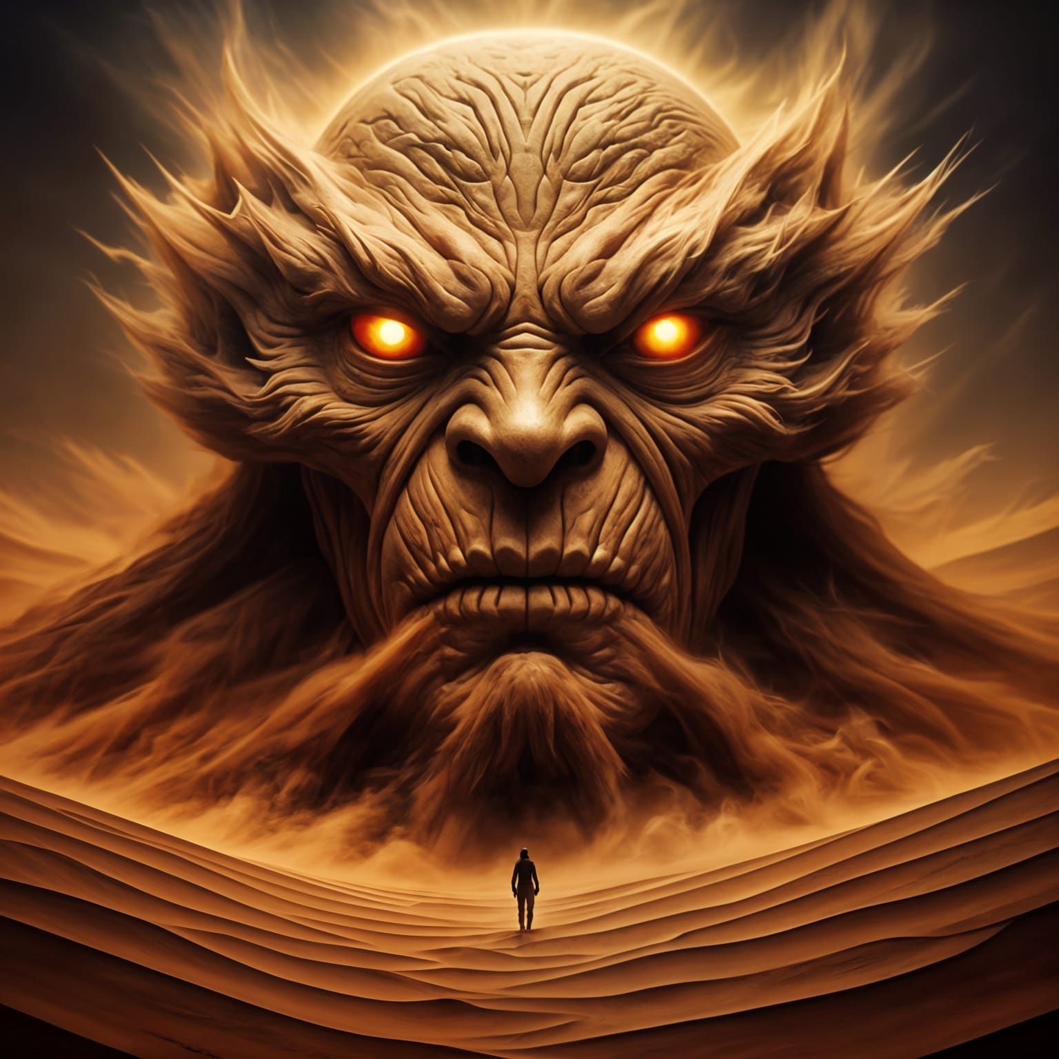 Monstrous Face Emerges from Desert Dust Storm