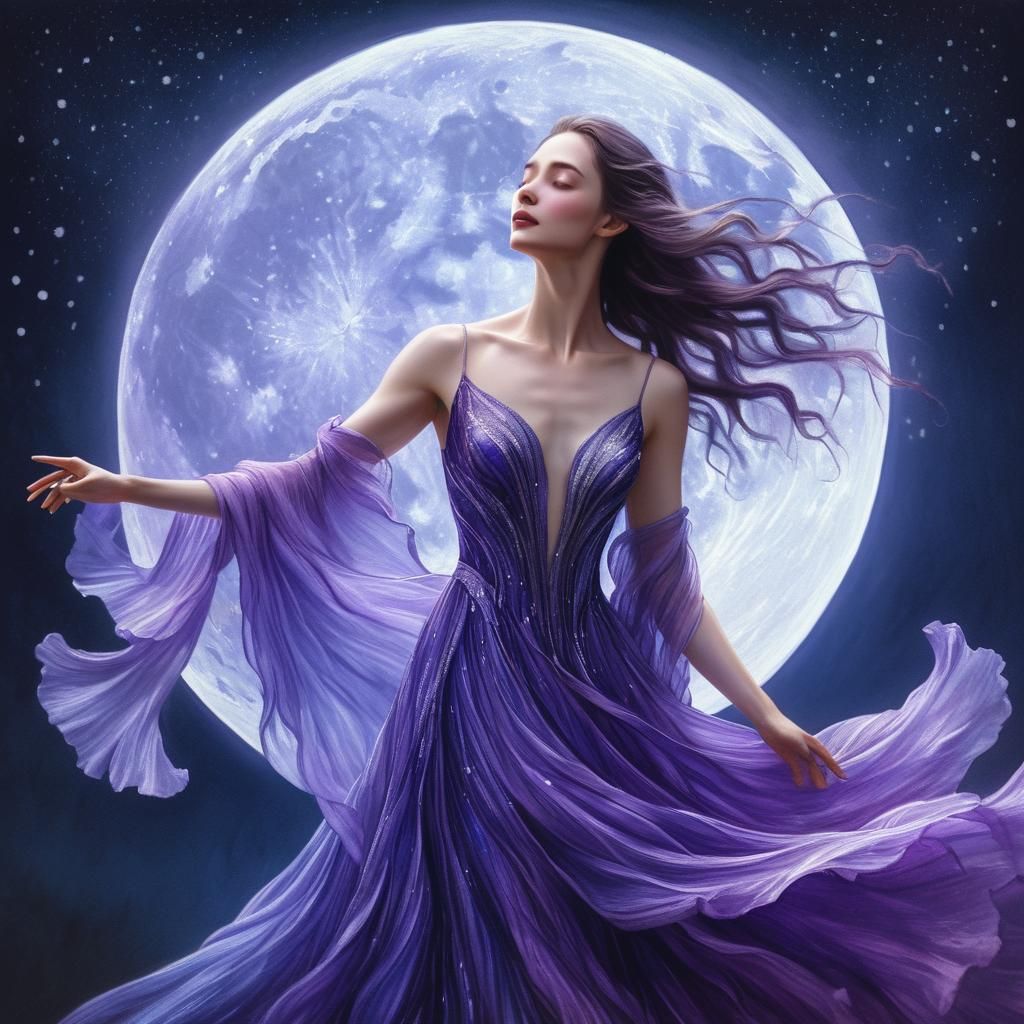 Woman Dancing in Iris Gown: Fantasy Concept Art