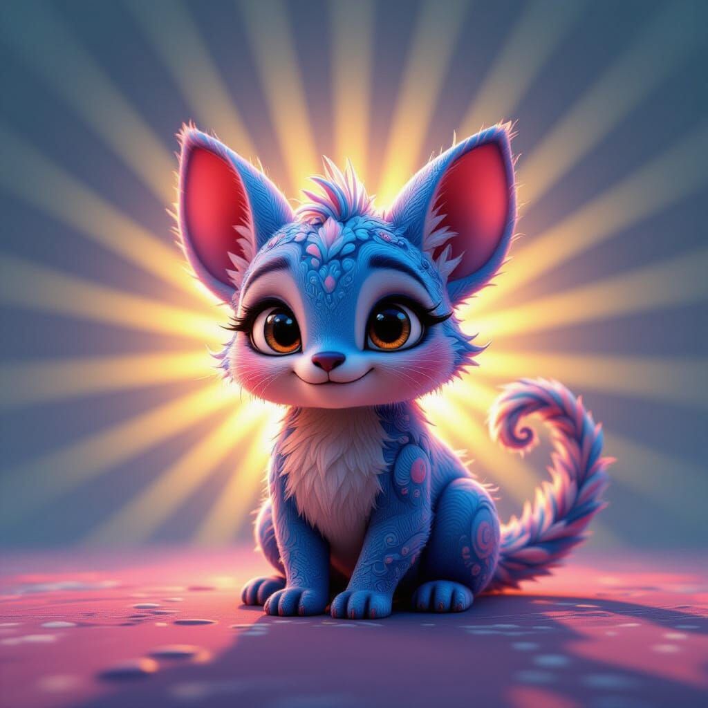 Vibrant Fractal Animal in Detailed 3D Digital Art