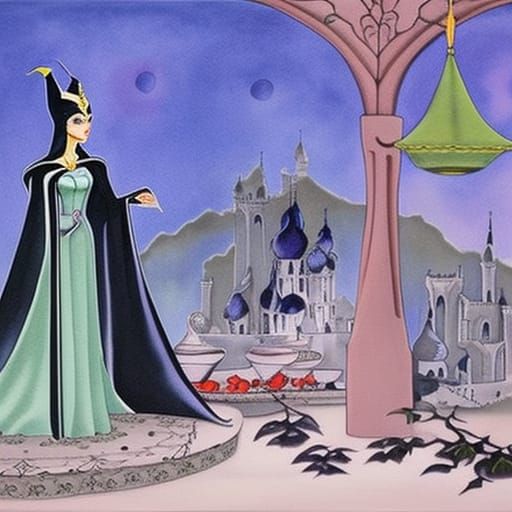 Maleficent and Sailor Moon Tea Party: Gouache Watercolor