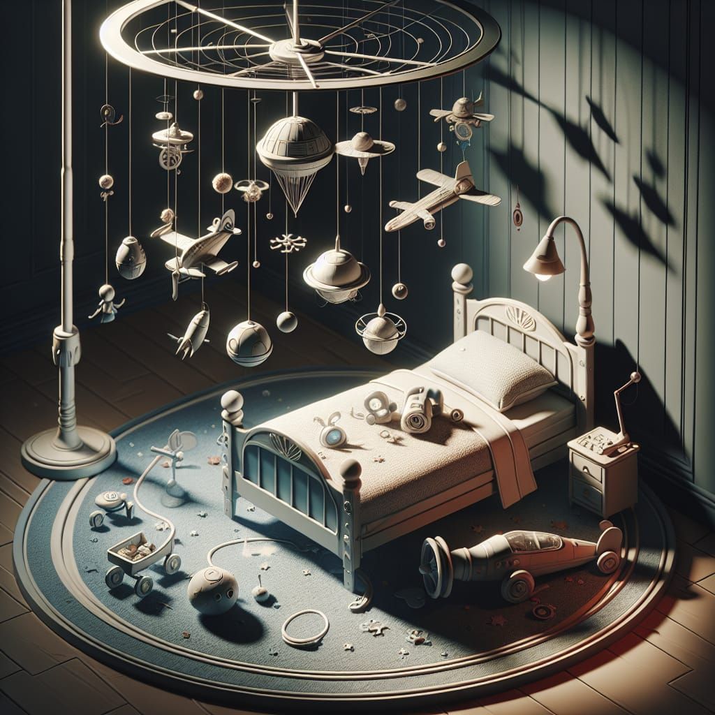 Whimsical Children's Room with Airplane Mobile