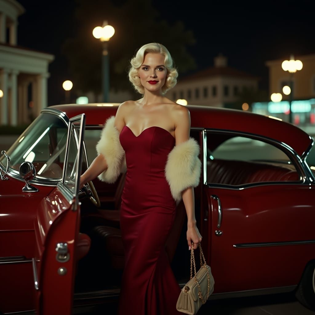 Glamorous Woman in Satin Gown: Hollywood Film Noir