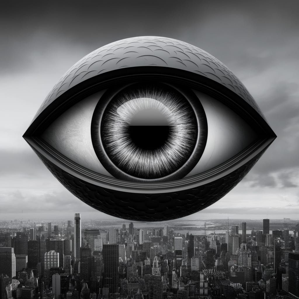 Enigmatic Black Zirconium Sculpture Towering Over Cityscape