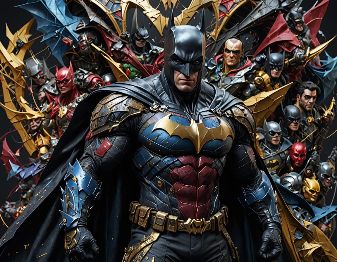 Batman vs Crazy Quilt: Hyperrealistic Maximalist Battle