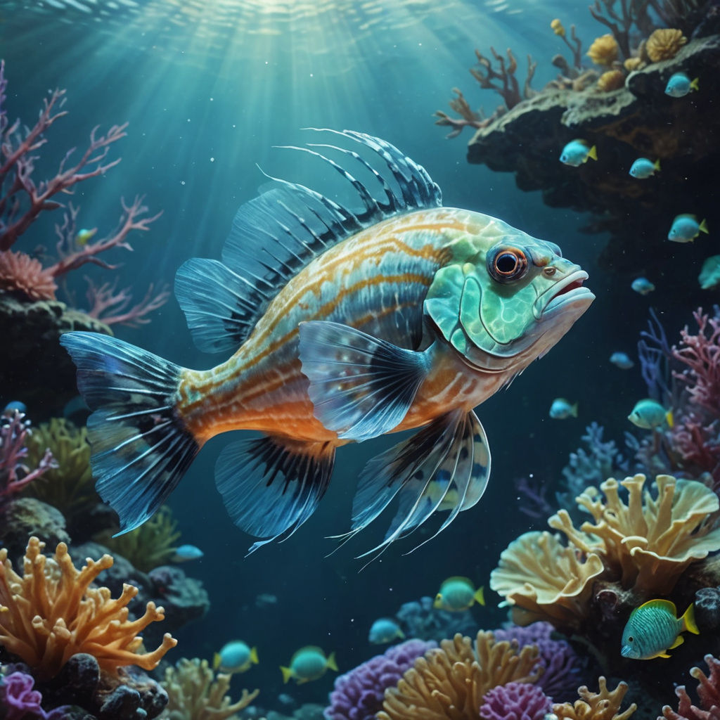 Ethereal Fish in Winged Surrealism