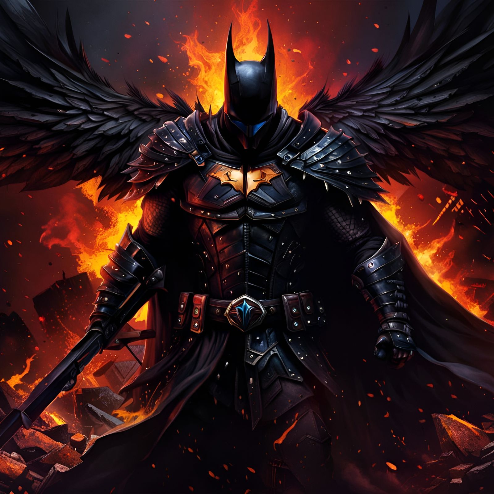 Dark Knight Warrior in Graffiti Art Style