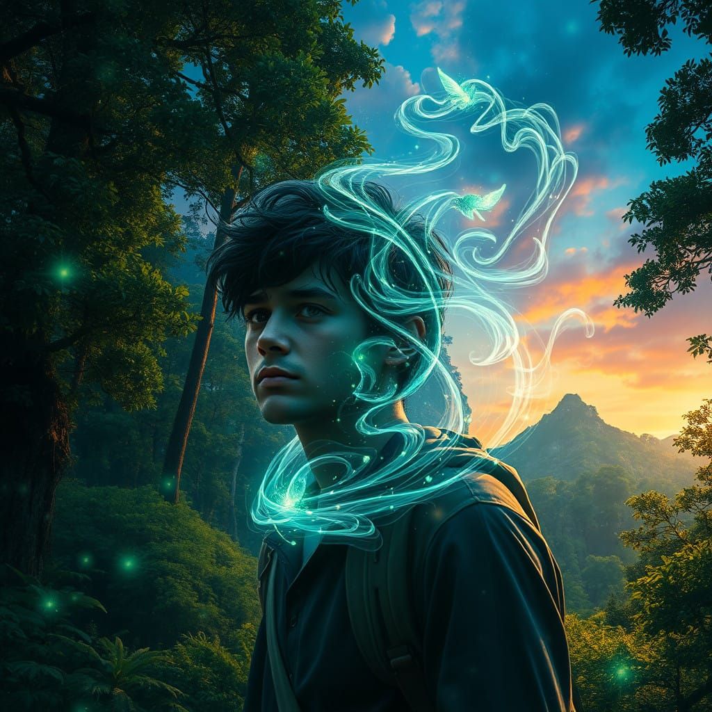 Ethereal Forest Encounter in Vibrant Hyperrealism