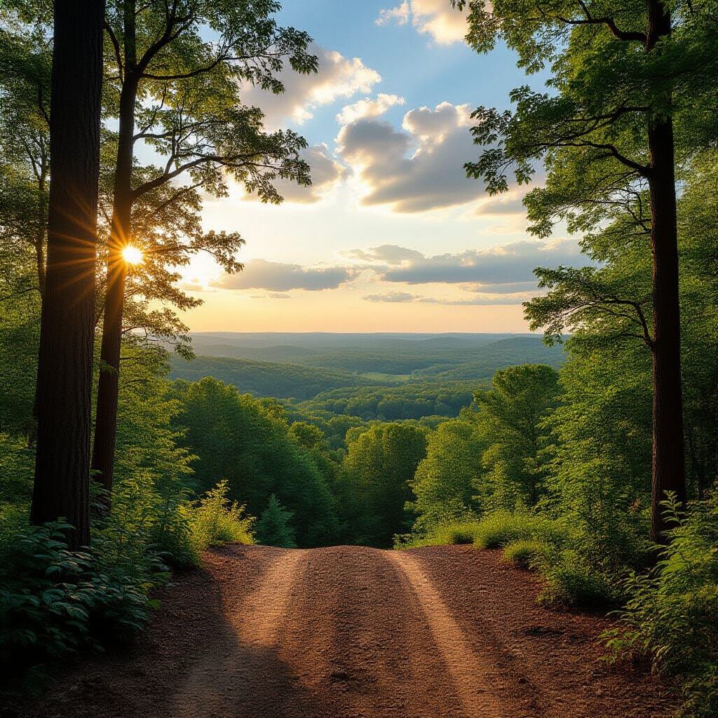Elevated Track Above Forest Landscape in Hyperrealistic Styl...
