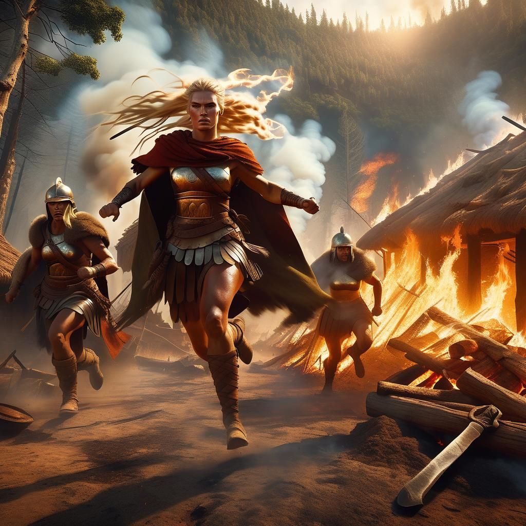 Arveni woman running from romans