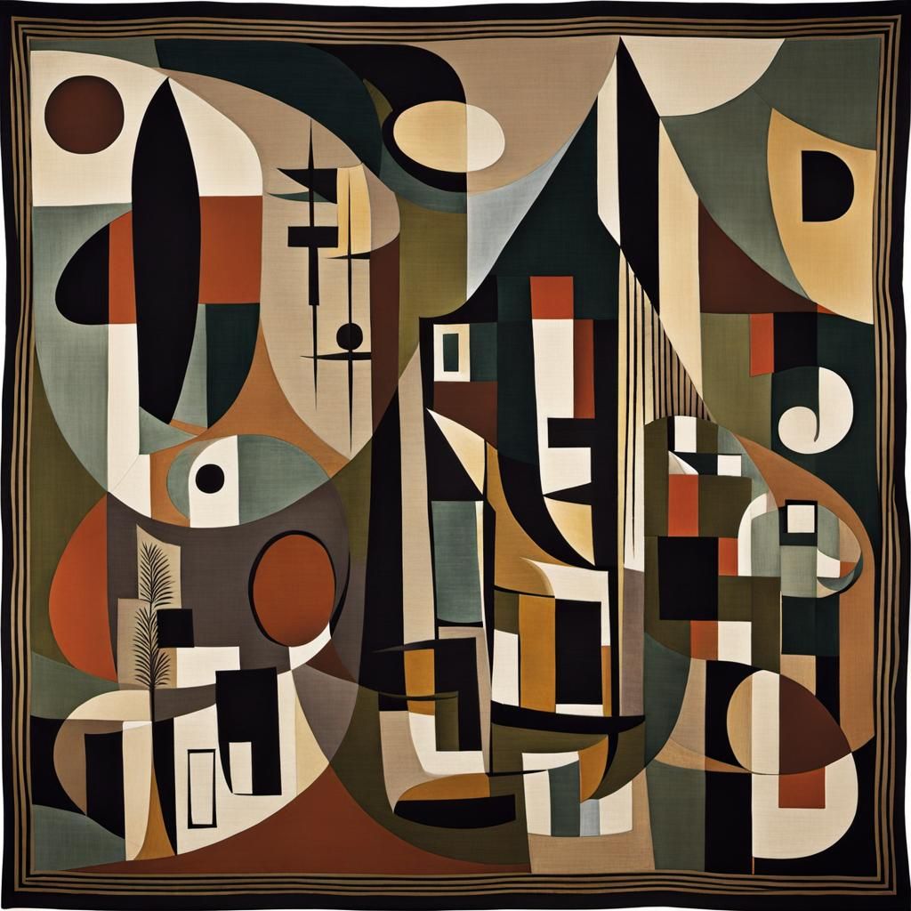 Ethereal Feminine Cubist Abstract Painting in Earth Tones