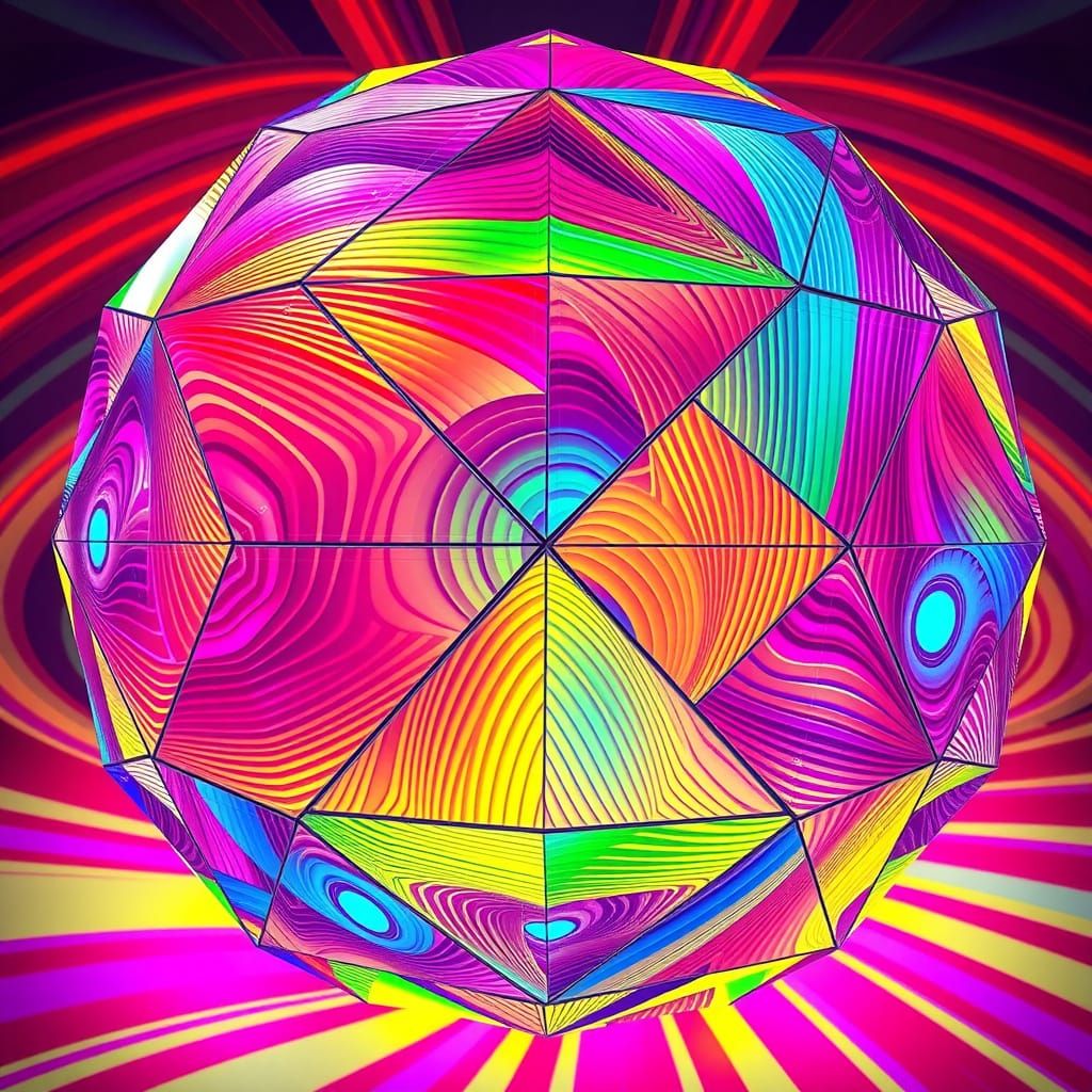 Dreamlike Geodesic Form in Iridescent Stripes