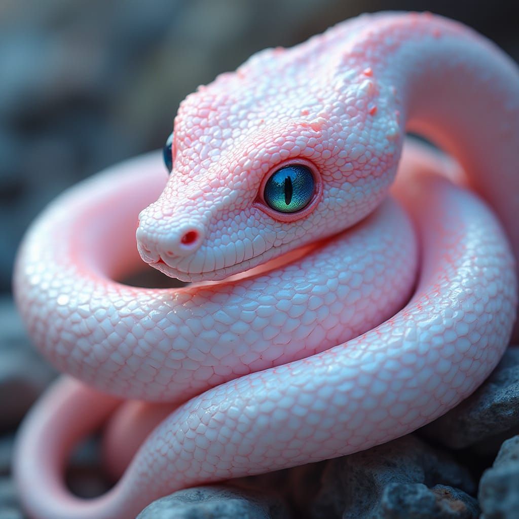 Whimsical Opal Snake with Shimmering Hazel Eyes