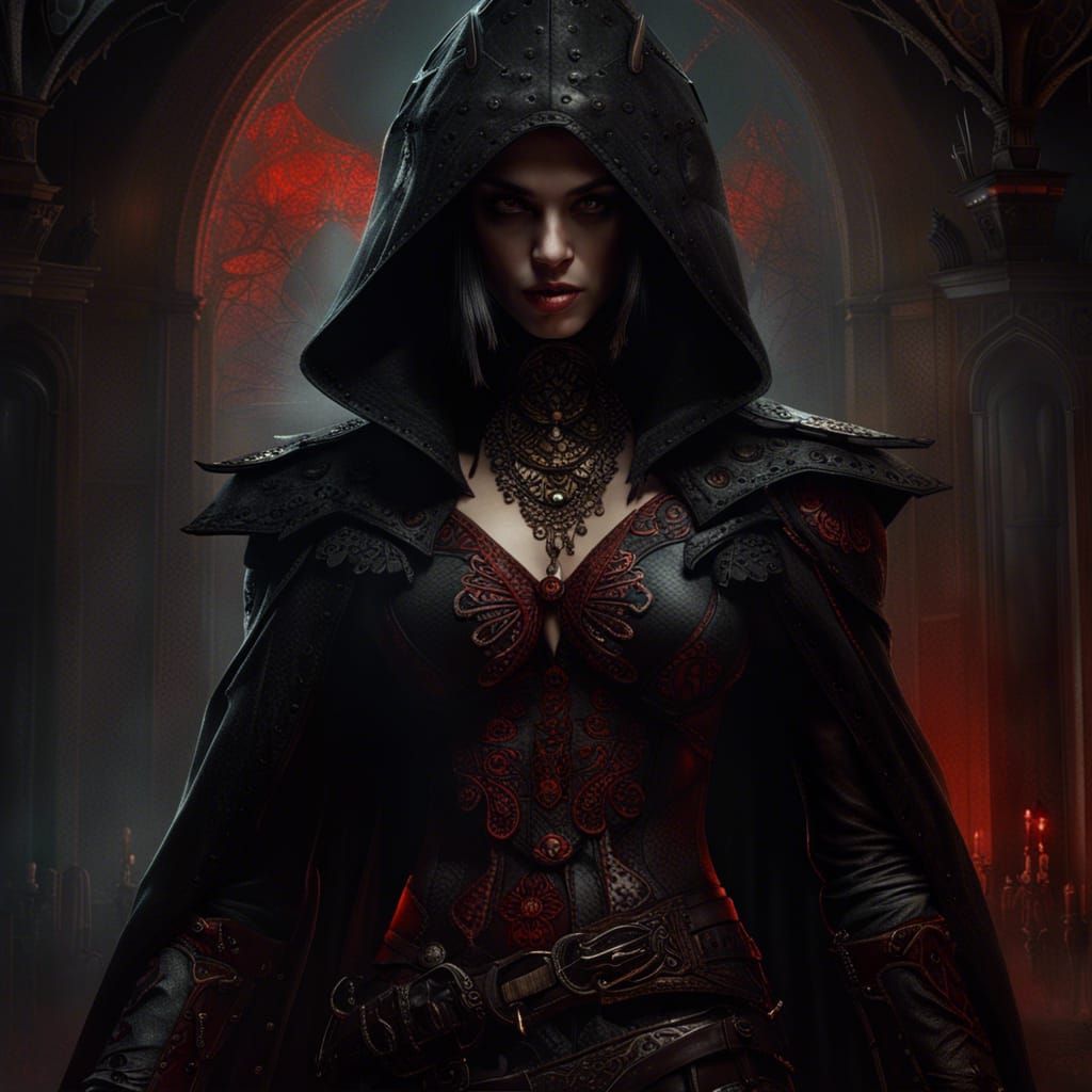 Dark Female Vampire Assassin with Blood Magic