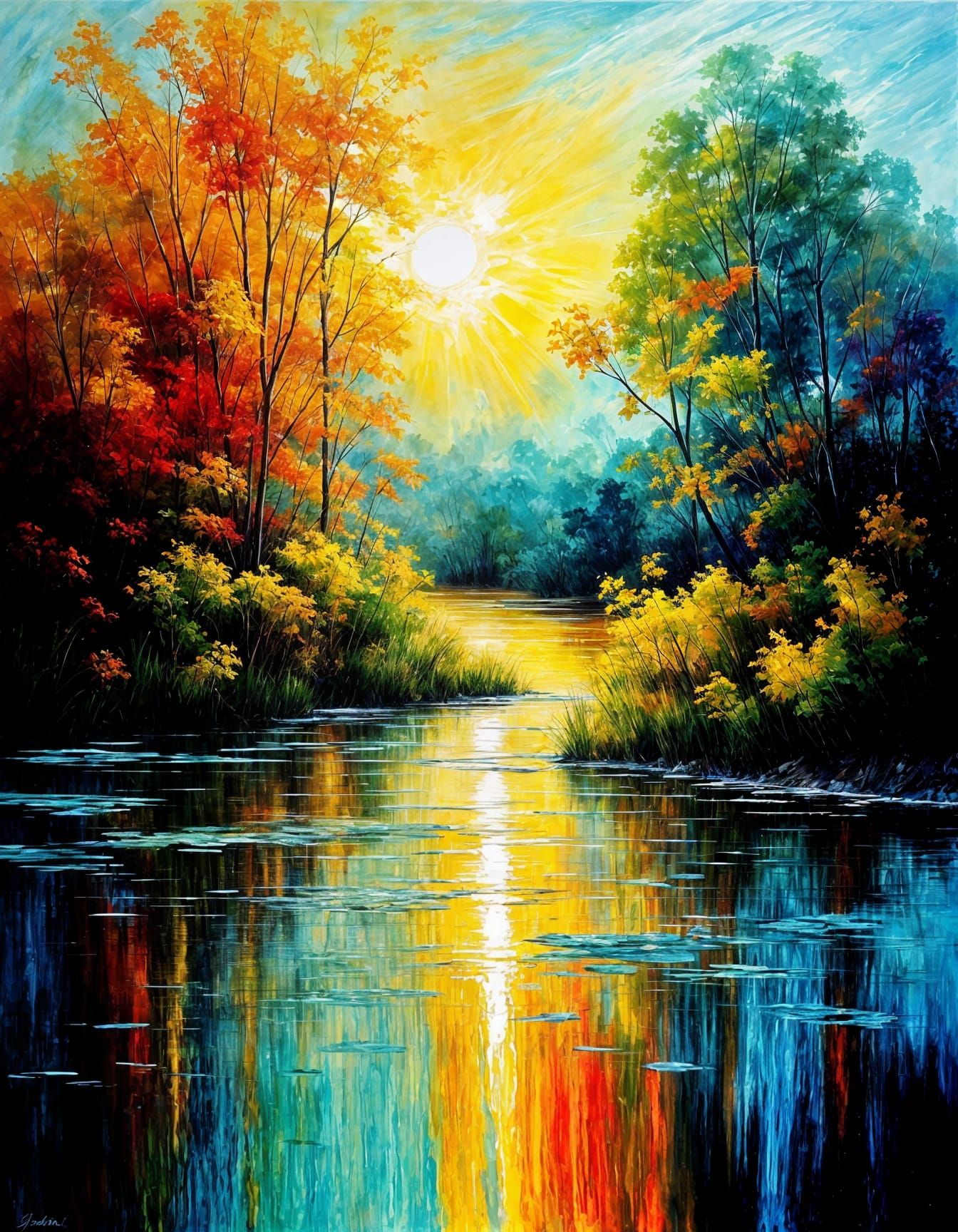 Sunlight Reflections on Water as Living Mirror Painting