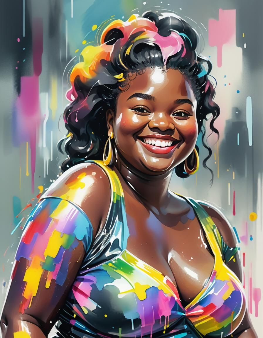 Plus Size Woman in Fernando Botero Glitch Art