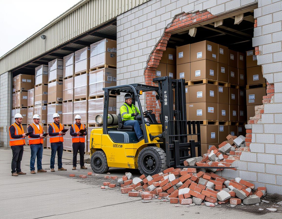 Forklift Accident in Industrial Warehouse
