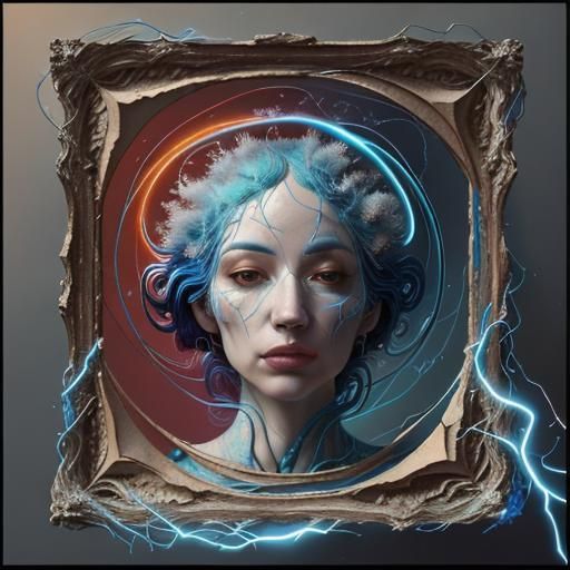 Abstract Neuron Network in Deep Blue Void