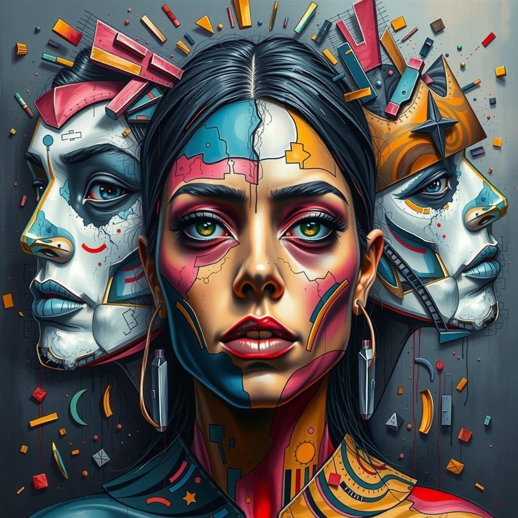 Abstract Geometric Social Change in Bold Colors