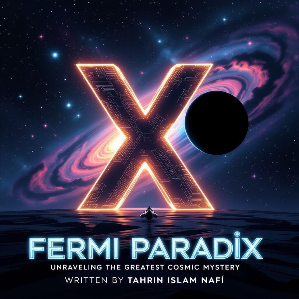 Sci-Fi Book Cover: Fermi Paradox X in Futuristic Style