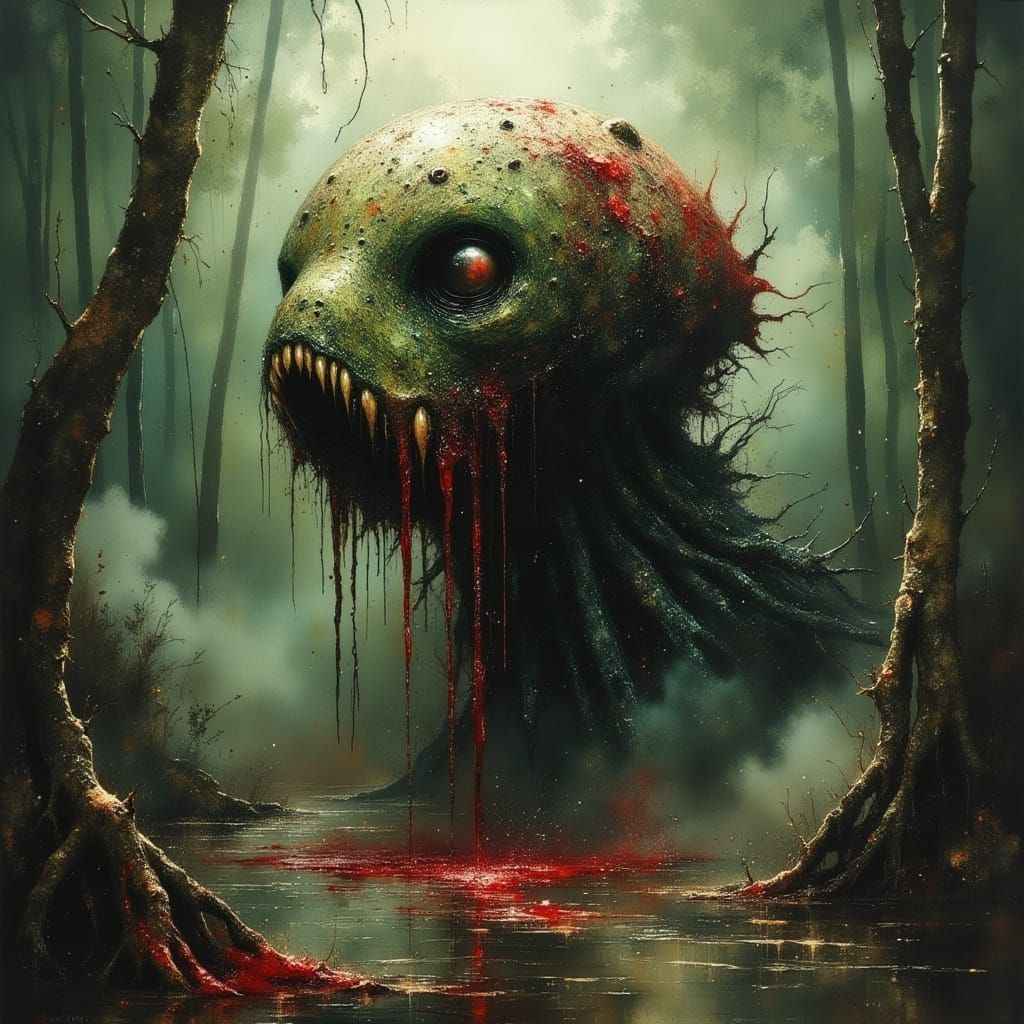 Ominous Swamp Creature Emerges from Grimy Depths