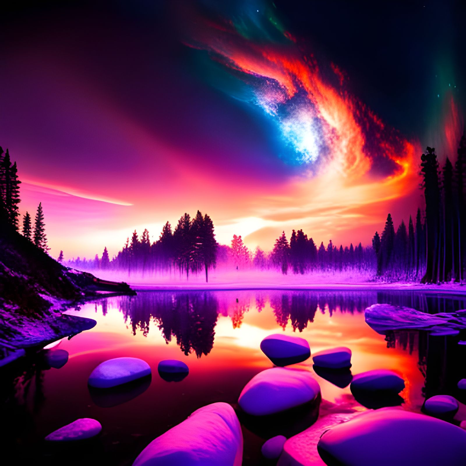 Cosmic Pillars of Creation in Green and Pink